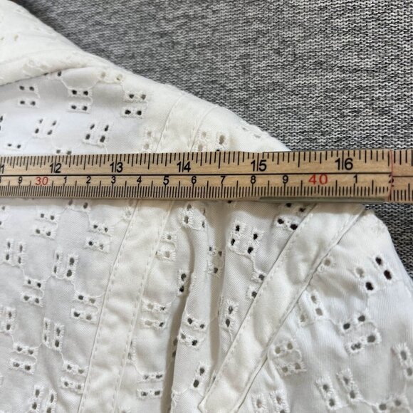 Talbots Blazer Jacket Women Size 10 White Stretch Embroidered Eyelet One Button - Picture 9 of 15